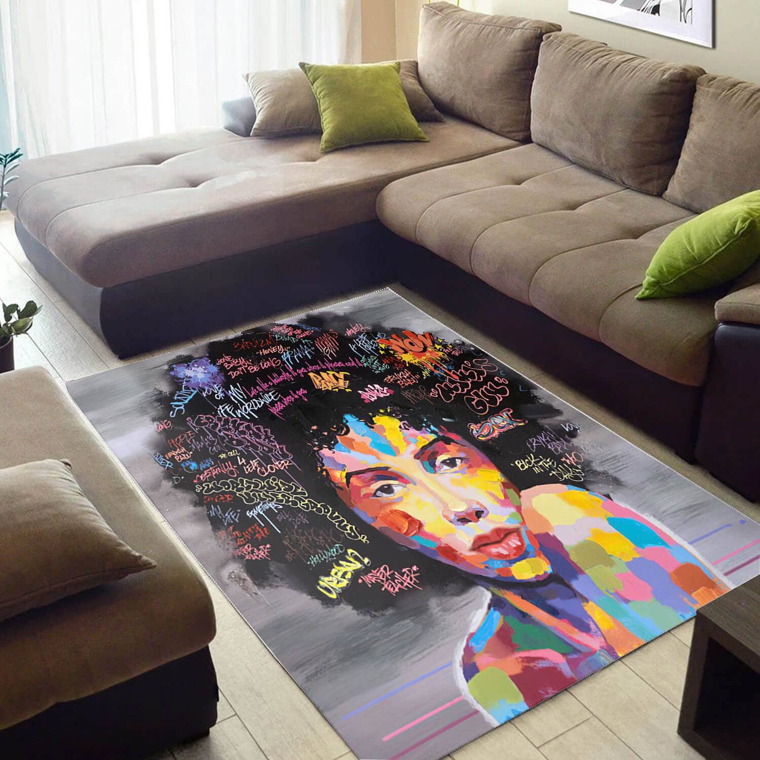 Inspired African Pretty Themed Melanin Woman Design Floor Carpet Living Room Rug