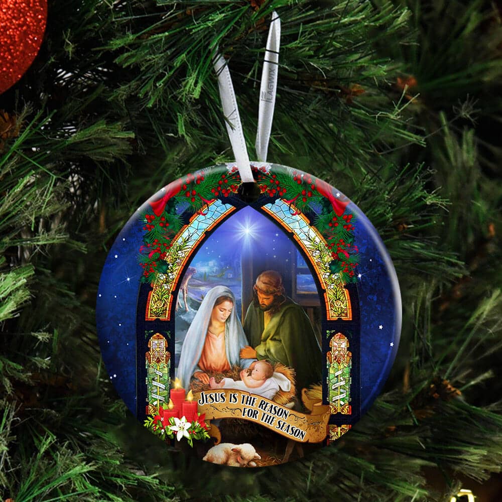 Jesus Christian Christmas Ceramic Circle Ornament Personalized Gifts