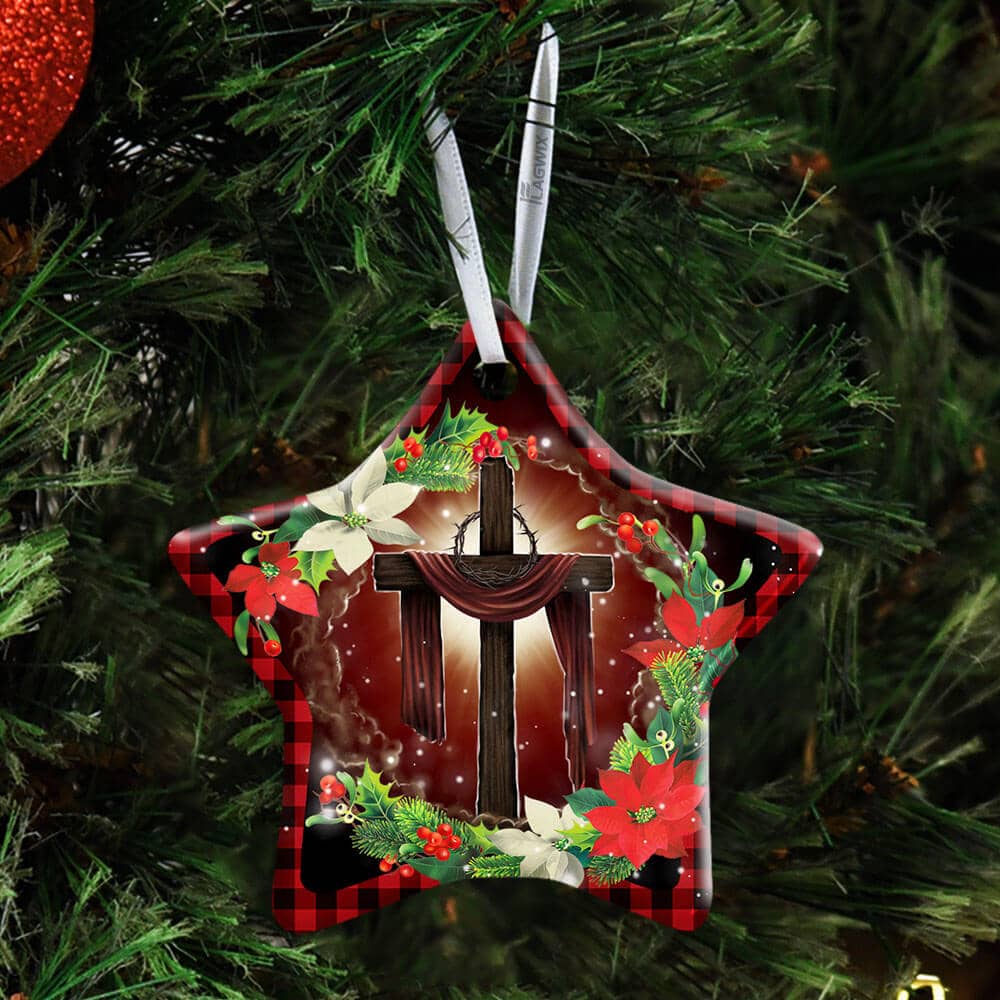 Jesus Christian Cross Christmas Ceramic Heart Ornament Personalized Gifts