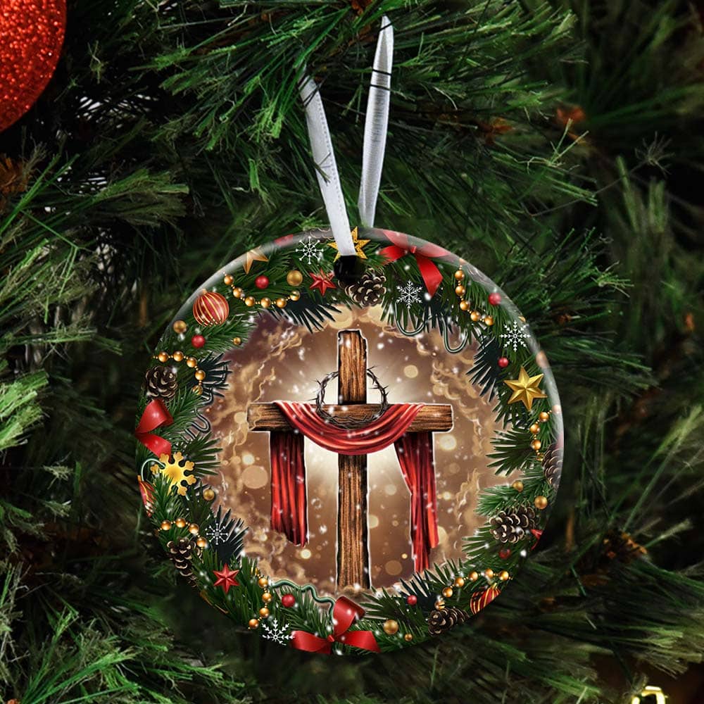 Jesus Christian Cross Christmas No11 Ceramic Circle Ornament Personalized Gifts