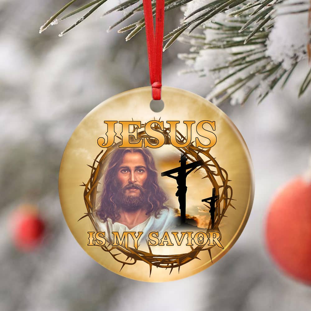 Inktee Store - Jesus Is My Savior Christian Ceramic Circle Ornament Personalized Gifts Image