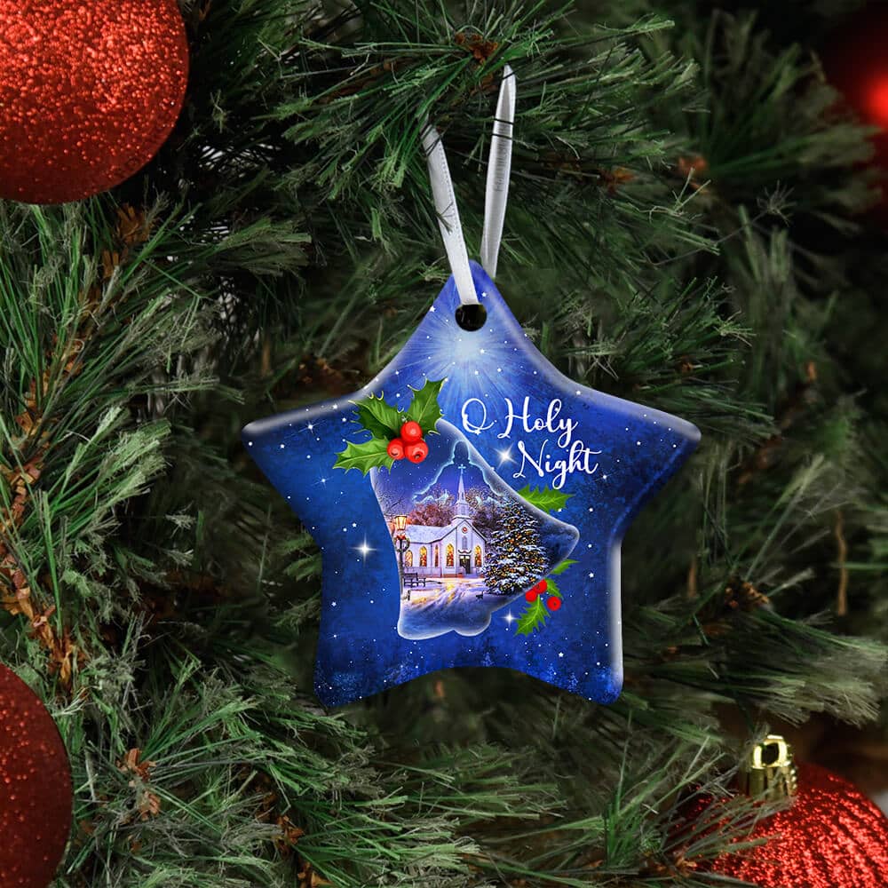 Jesus O Holy Night Christmas Ceramic Heart Ornament Personalized Gifts