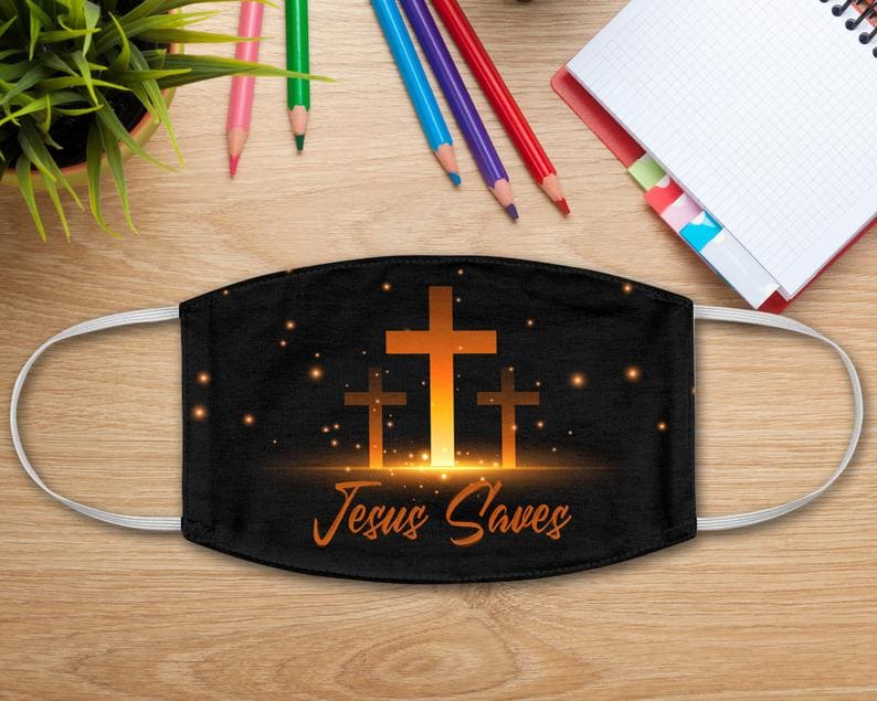 Jesus Saves Christian Crosses Faith Religious Believe In Face Mask