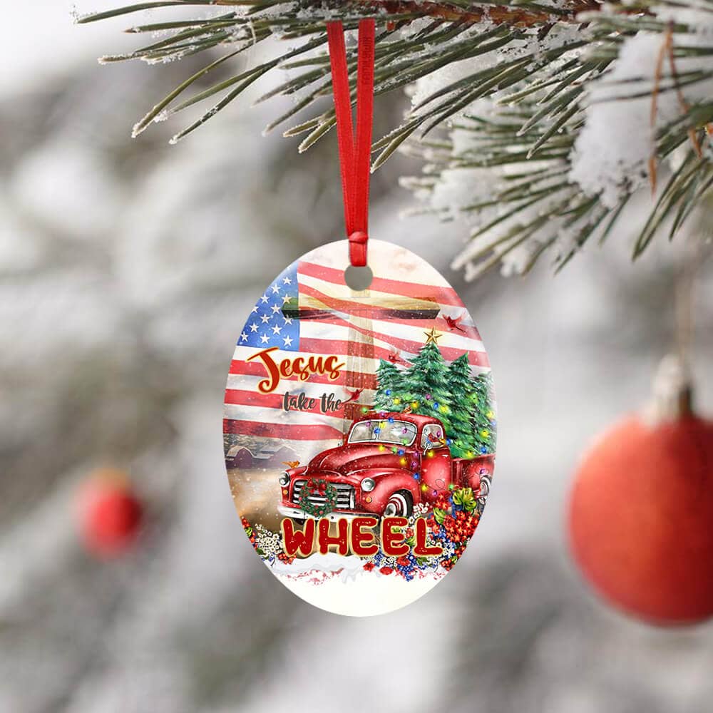 Inktee Store - Jesus Take The Wheel Ceramic Heart Ornament Personalized Gifts Image