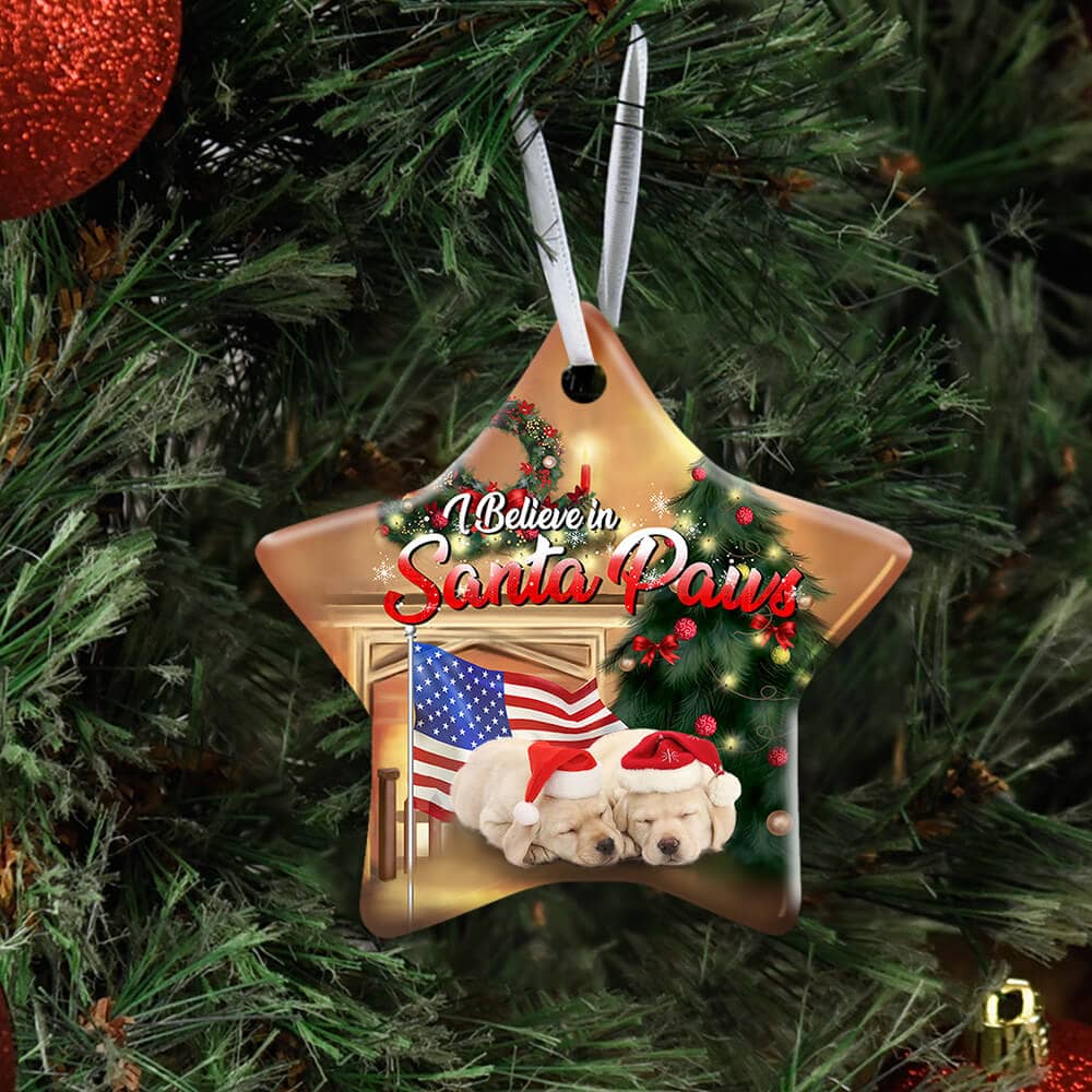 Labrador Santa Paws Ceramic Heart Ornament Personalized Gifts
