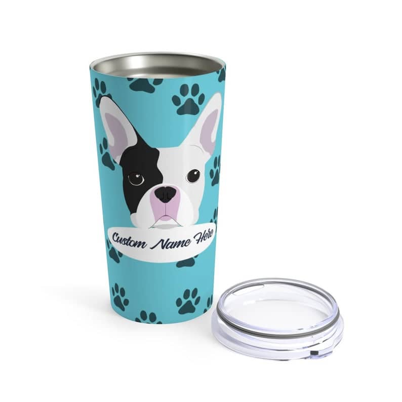 Love My French Bulldog - Personalized Custom  Travel Mug For Hot Coffee Cold Drinks - 20Oz With Lid Dishwasher Safe Stainless Steel Tumbler