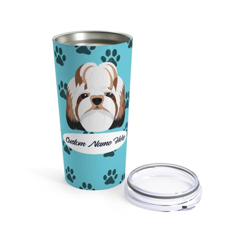 Inktee Store - Love My Shih Tzu - Personalized Custom Travel Mug For Hot Coffee Cold Drinks - 20Oz With Lid Dishwasher Safe Stainless Steel Tumbler Image