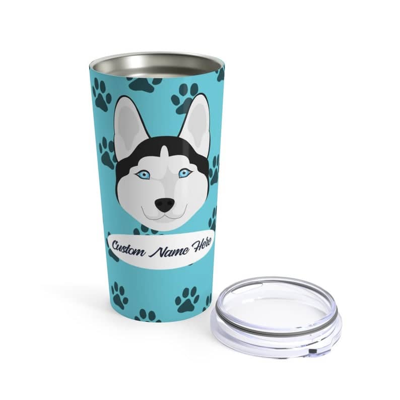 Love My Siberian Husky - Personalized Custom  Travel Mug For Hot Coffee Cold Drinks - 20Oz With Lid Dishwasher Safe Stainless Steel Tumbler