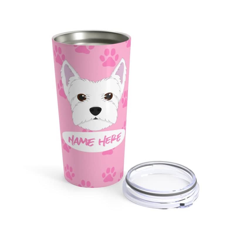 Love My Terrier - Personalized Custom  Travel Mug For Hot Coffee Cold Drinks - 20oz With Lid Dishwasher Safe Stainless Steel Tumbler
