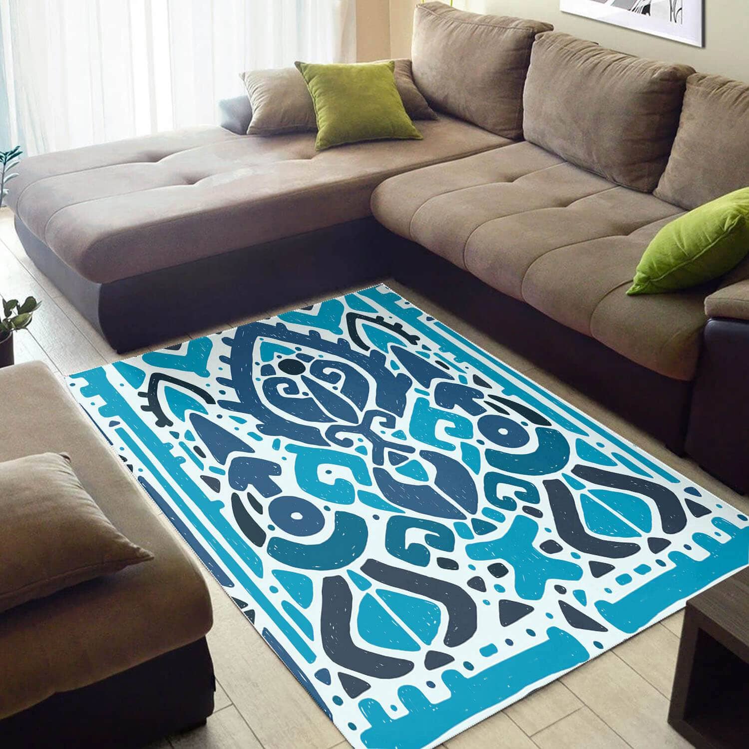 Modern African Awesome Natural Hair Afrocentric Pattern Art Large Living Room Rug