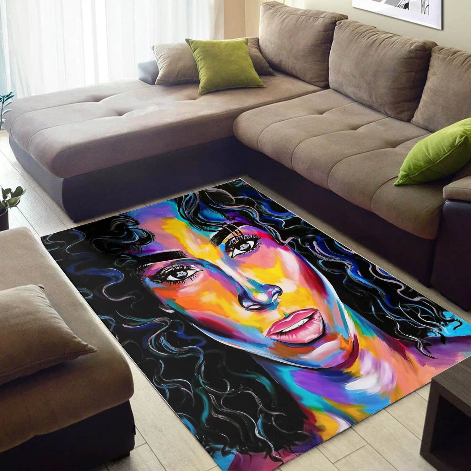 Modern African Cute American Art Black Queen Carpet House Rug
