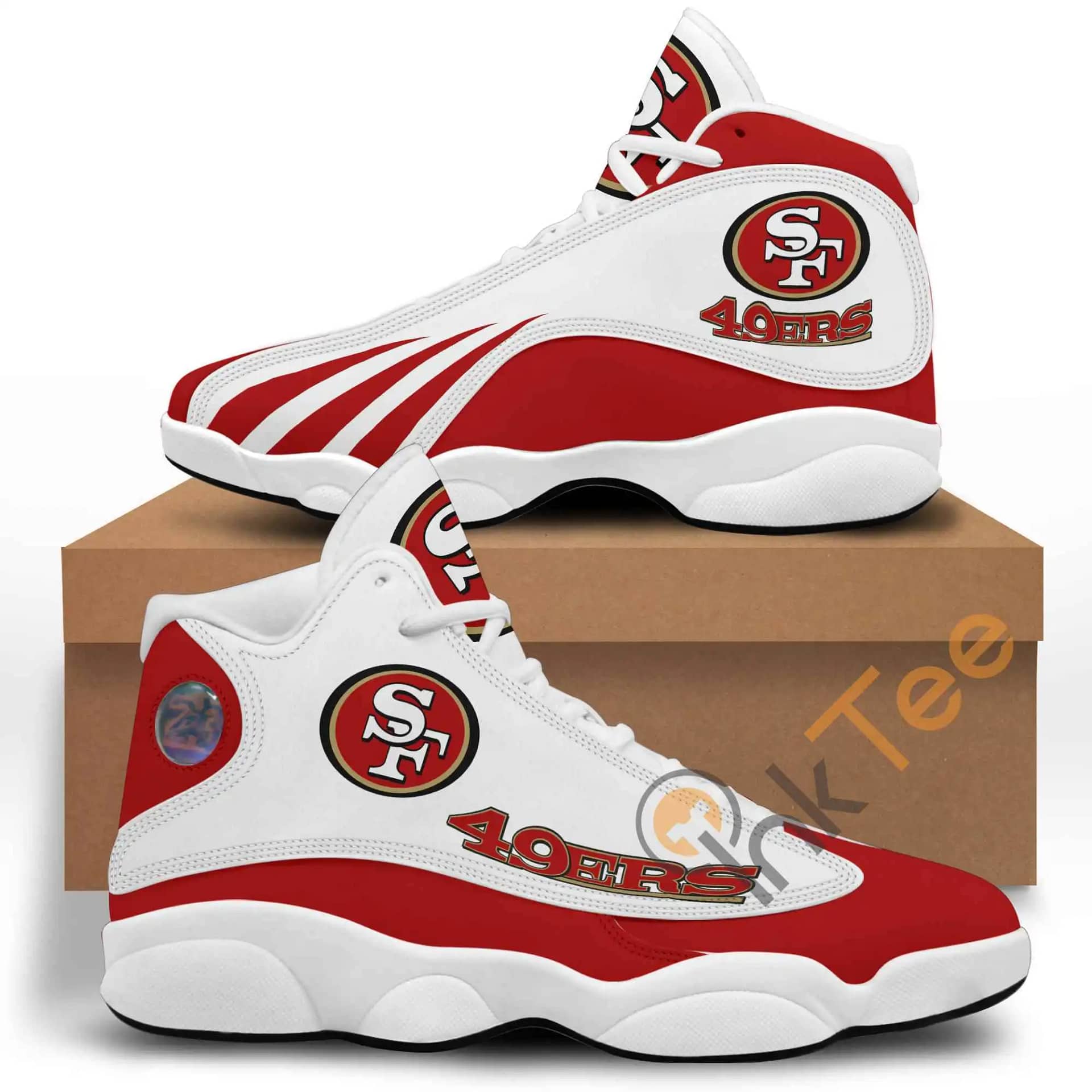 Nfl San Francisco 49ers Red Air Jordan 13s Customized Shoes - Inktee Store