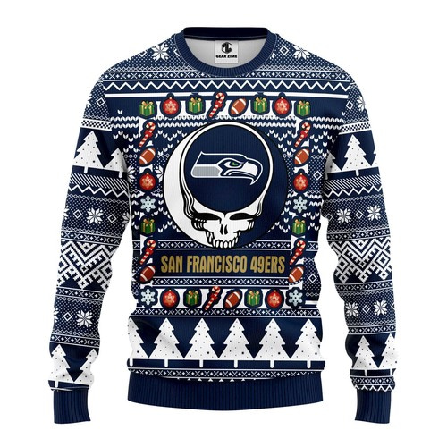 Nfl Seattle Seahawks Grateful Dead Christmas Ugly Sweater