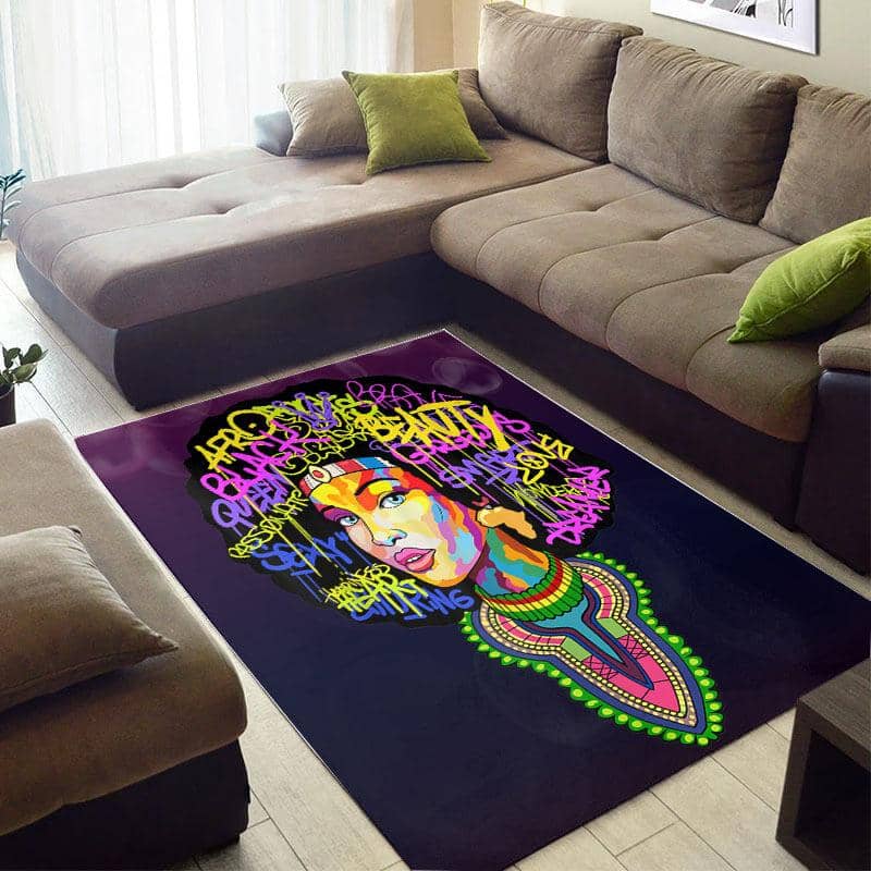 Nice African American Pretty Black Art Afro Girl Style Floor Room Rug