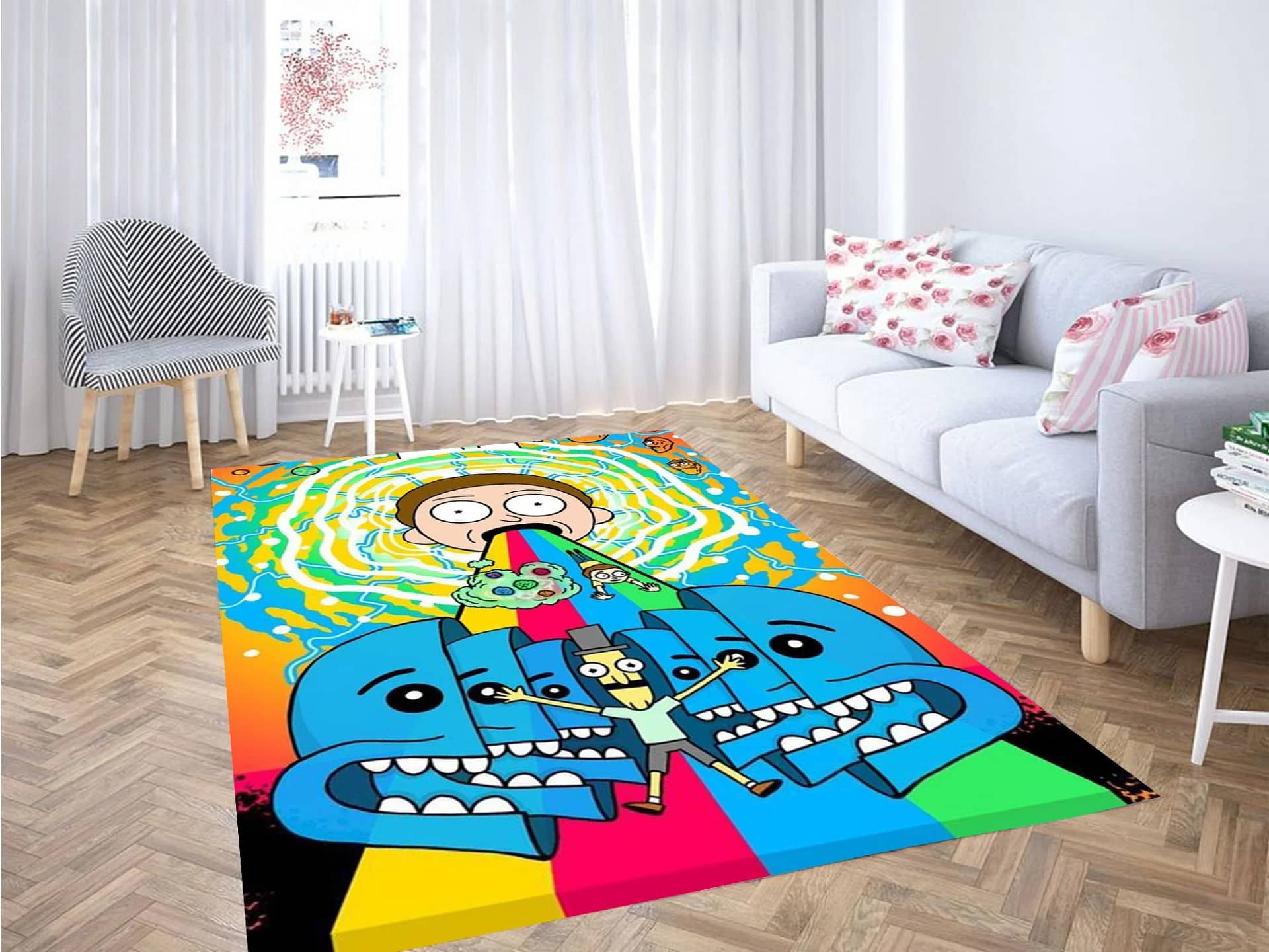 Primitive X Rick And Morty Collage Carpet Rug