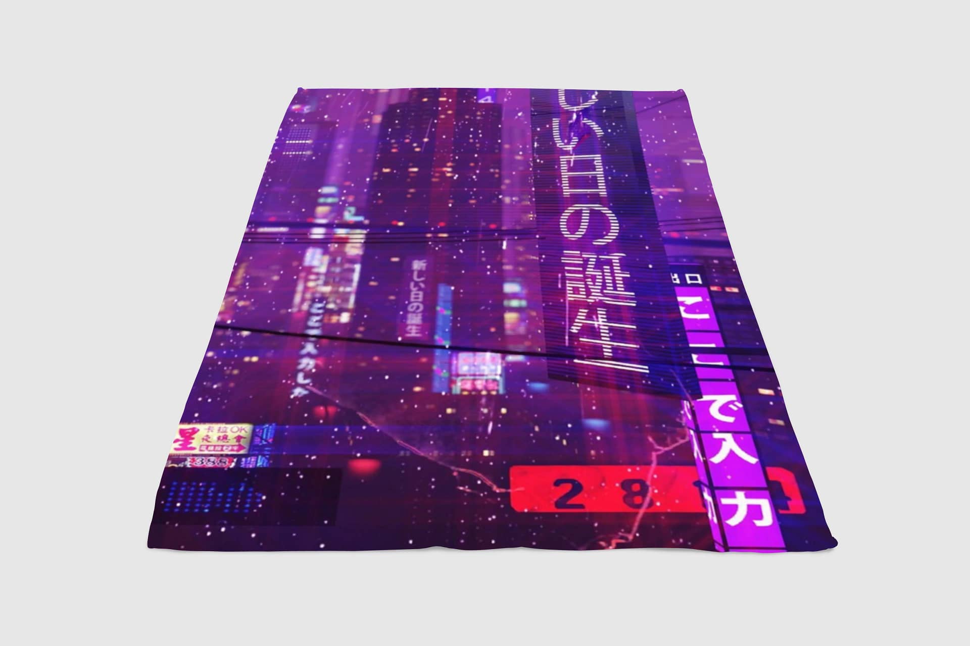 Purple City Cyberpunk Fleece Blanket