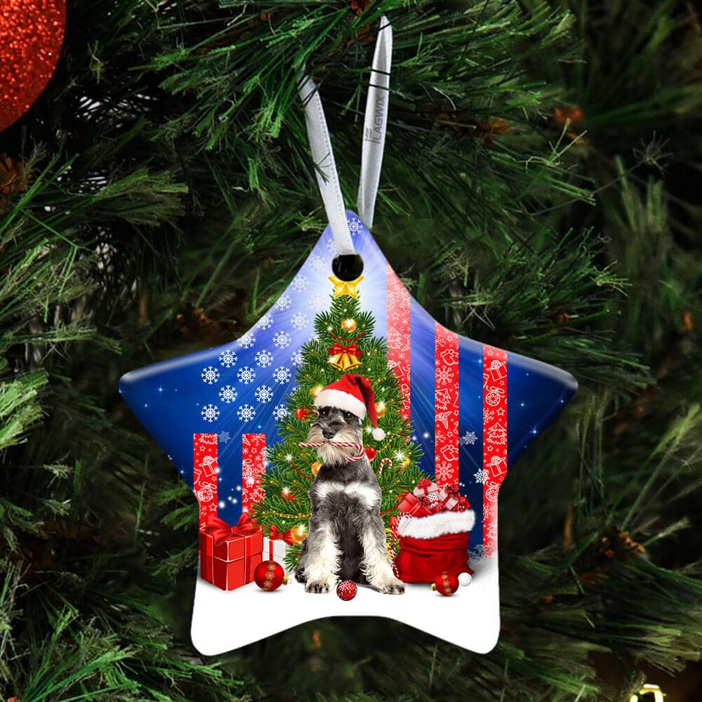 Schnauzer Christmas Ceramic Heart Ornament Personalized Gifts