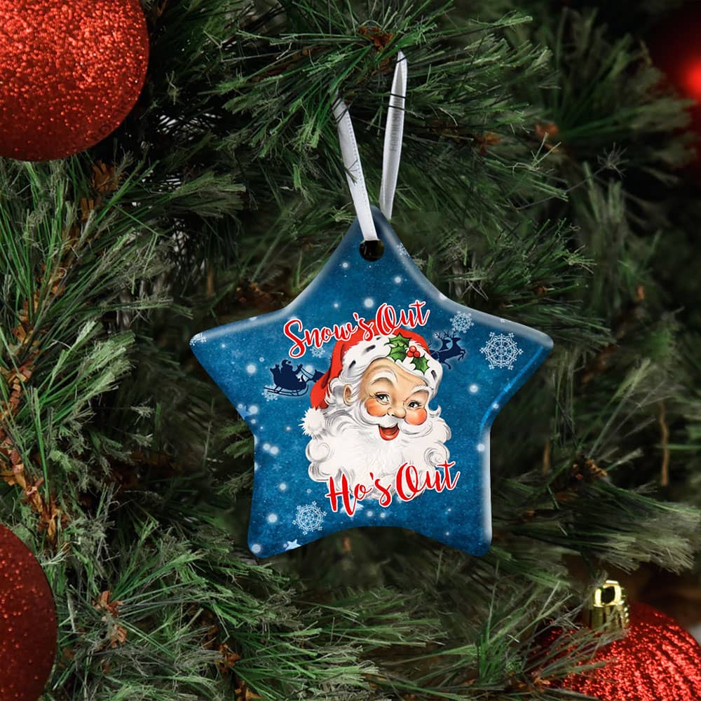 Snow�S Out Ho�S Out Santa Claus Christmas Ceramic Heart Ornament Personalized Gifts