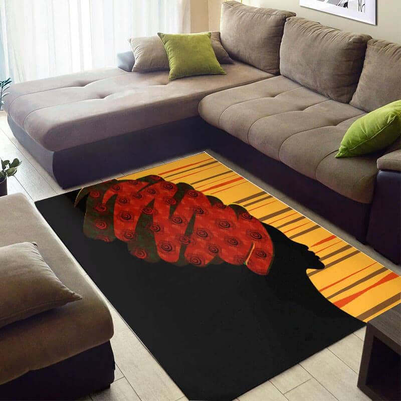 Trendy African Pretty Themed Black Queen Large Room Rug