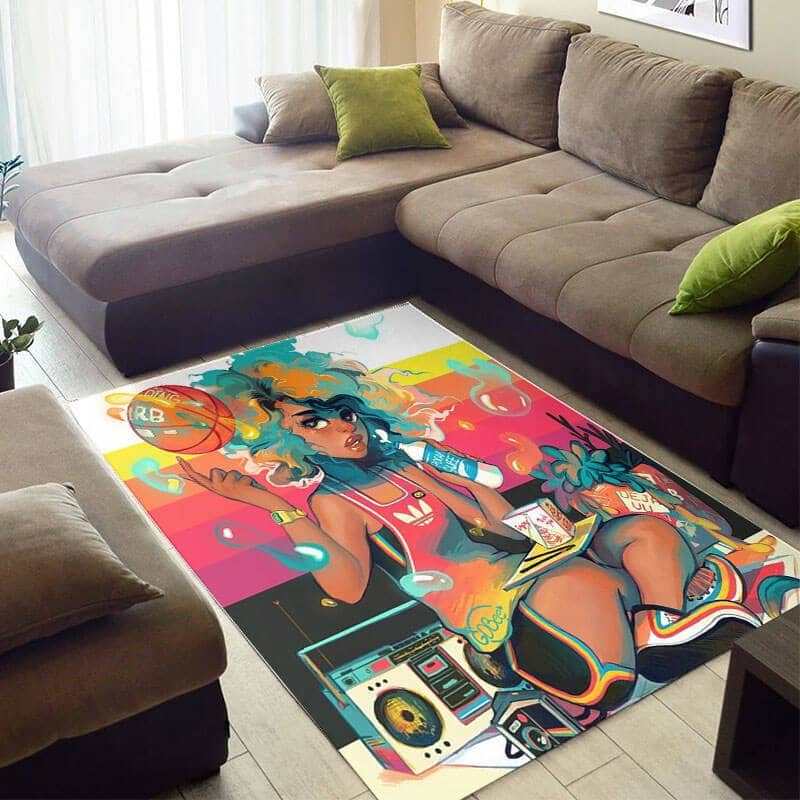 Trendy African Style Beautiful Afrocentric Melanin Girl Themed Rug