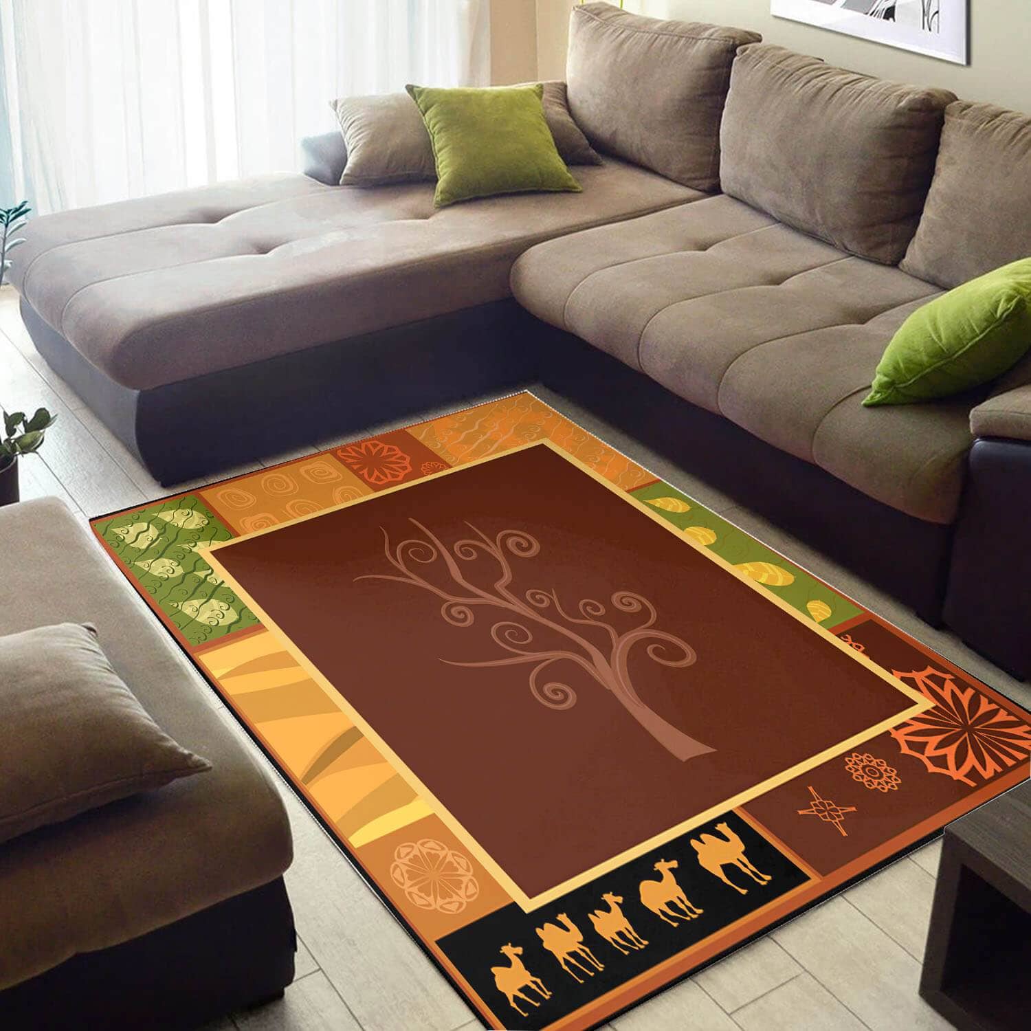 Trendy African Style Natural Hair Afrocentric Art Inspired Living Room Rug
