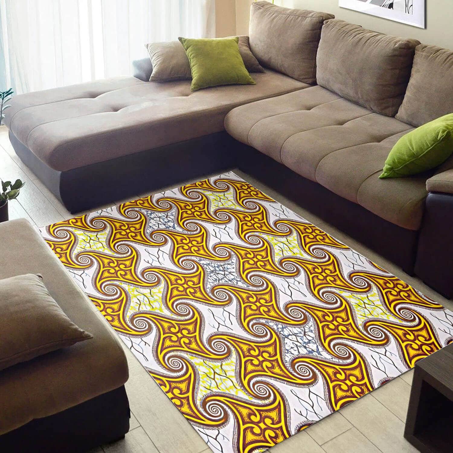 Trendy African Vintage Inspired Afrocentric Art Design Floor Living Room Rug