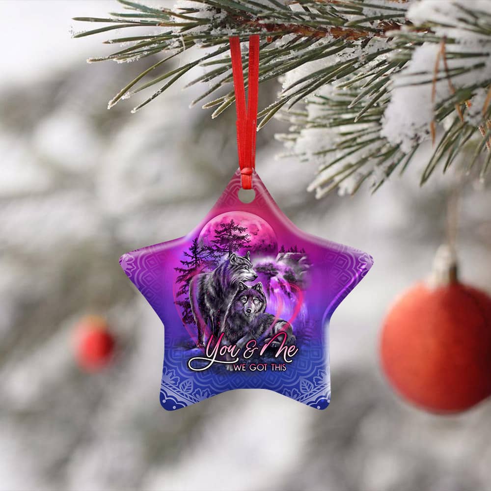 Inktee Store - You &Amp; Me We Got This Wolf Ceramic Heart Ornament Personalized Gifts Image