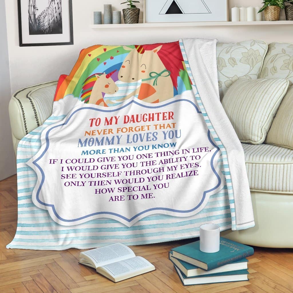 Amazon Best Seller Cute Unicorn To My Daughter From Mom Fleece Blanket