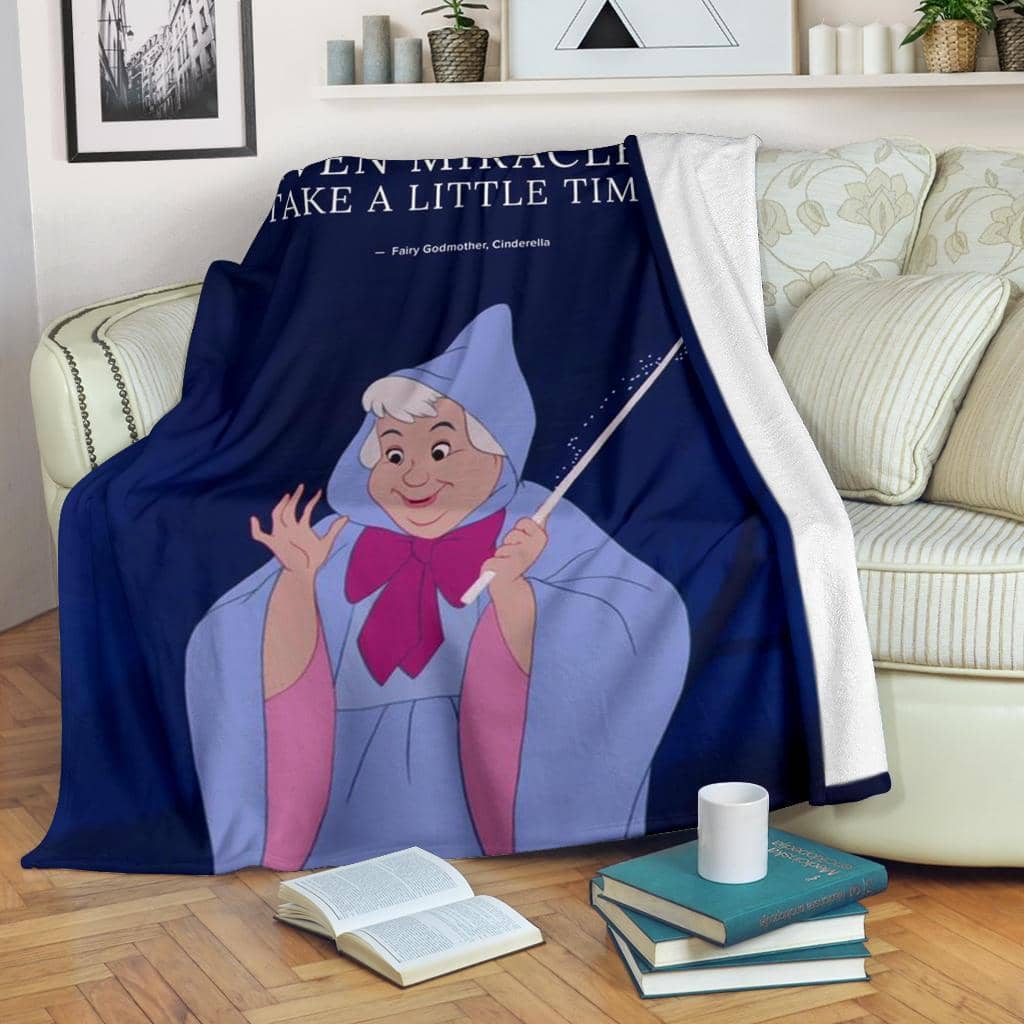 Amazon Best Seller Even Miracles Take Time Fairy Godmother Fleece Blanket