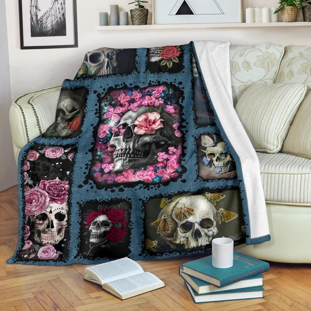 Amazon Best Seller Flower Skull Funny Fleece Blanket