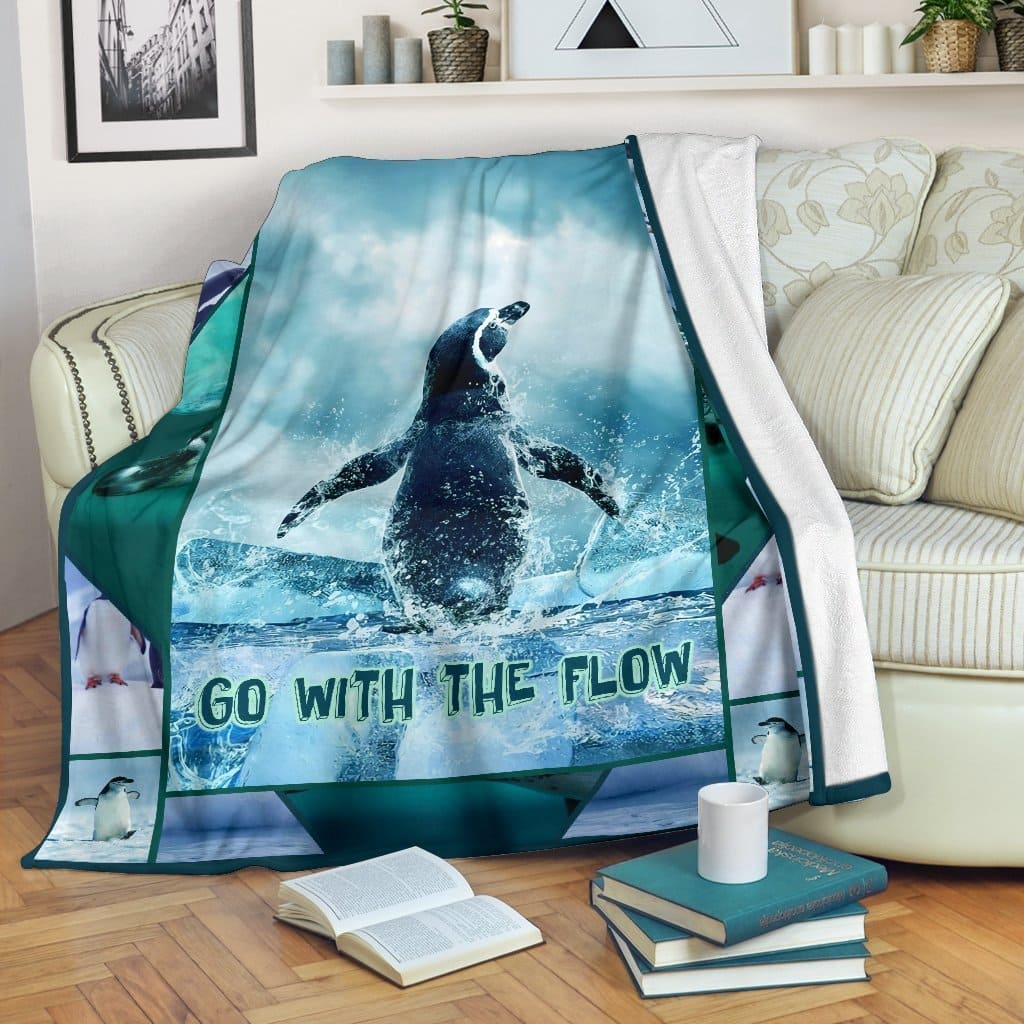 Amazon Best Seller Go With Flow Penguin Penguin Lover Fleece Blanket