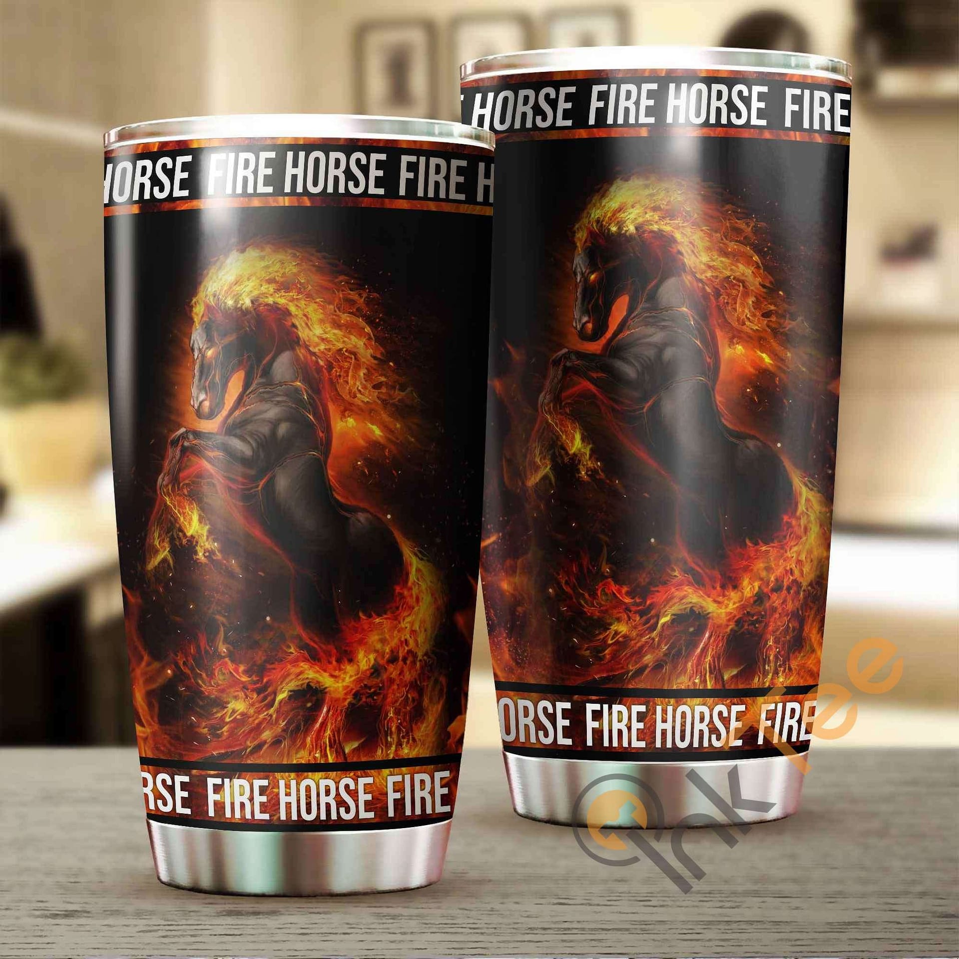 Inktee Store - Beautiful Fire Horse Stainless Steel Tumbler Image