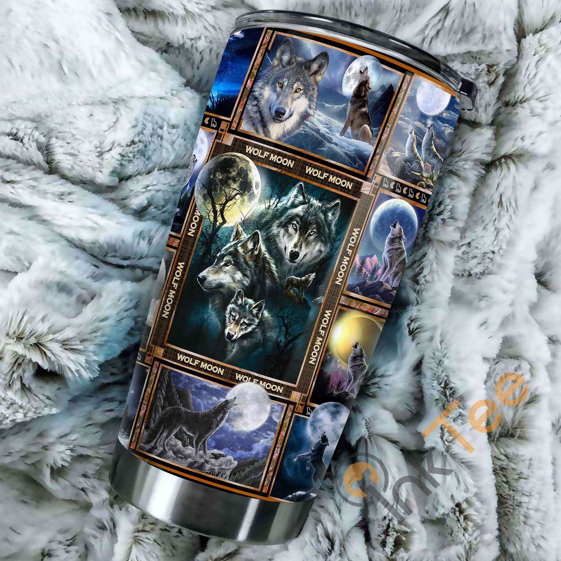 Inktee Store - Beautiful Wolf Moon Amazon Best Seller Sku 3819 Stainless Steel Tumbler Image