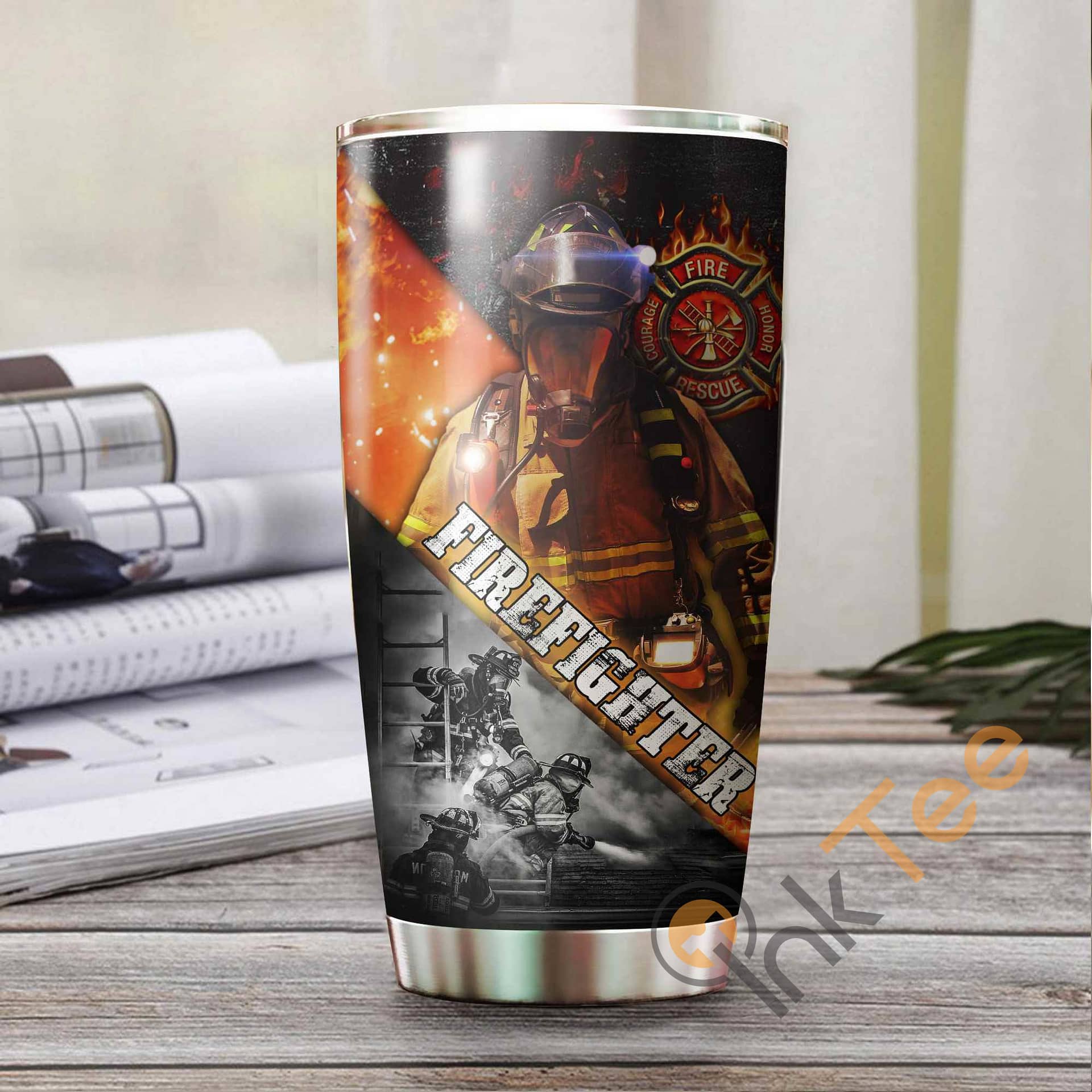 Inktee Store - Brave Firefighter Amazon Best Seller Sku 2786 Stainless Steel Tumbler Image