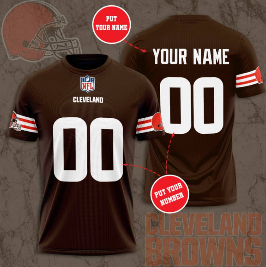 Cleveland Browns Custom Jersey Nfl Personalized 3D T-Shirts