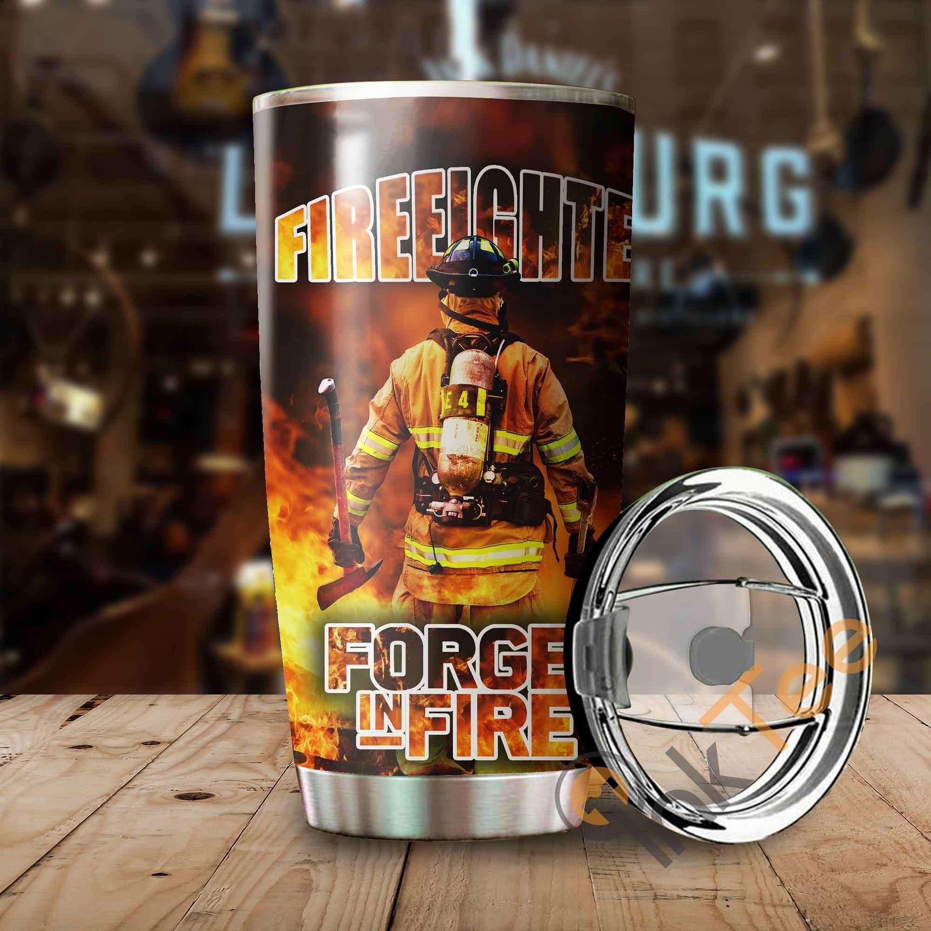 Inktee Store - Firefighter ' Forged In Fire Stainless Steel Tumbler Image
