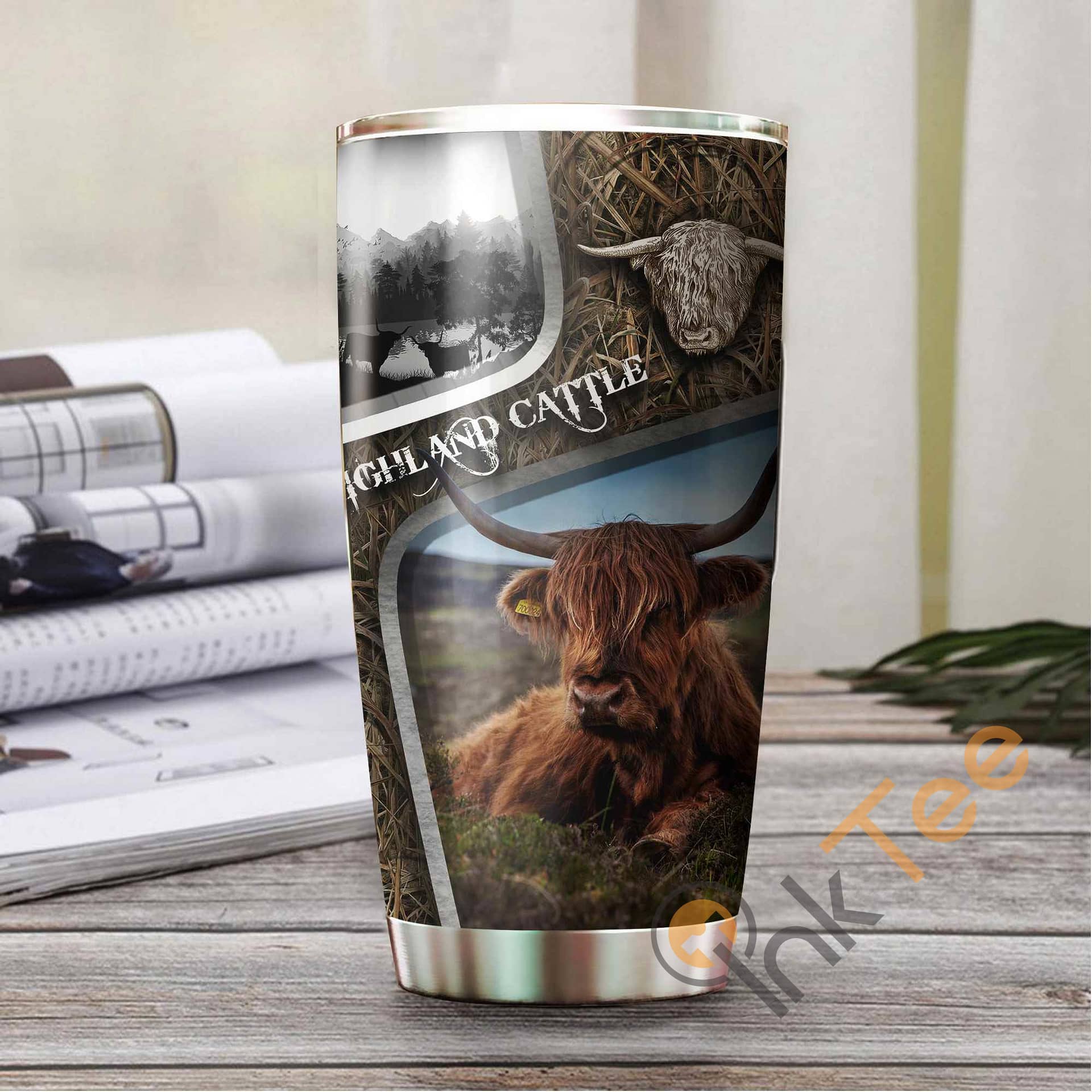 Highland Cattle Camo Amazon Best Seller Sku 2587 Stainless Steel Tumbler