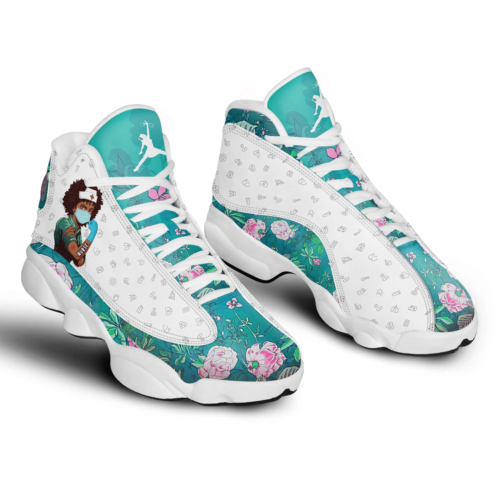 Nurse Floral Melanated Air Jordan Shoes
