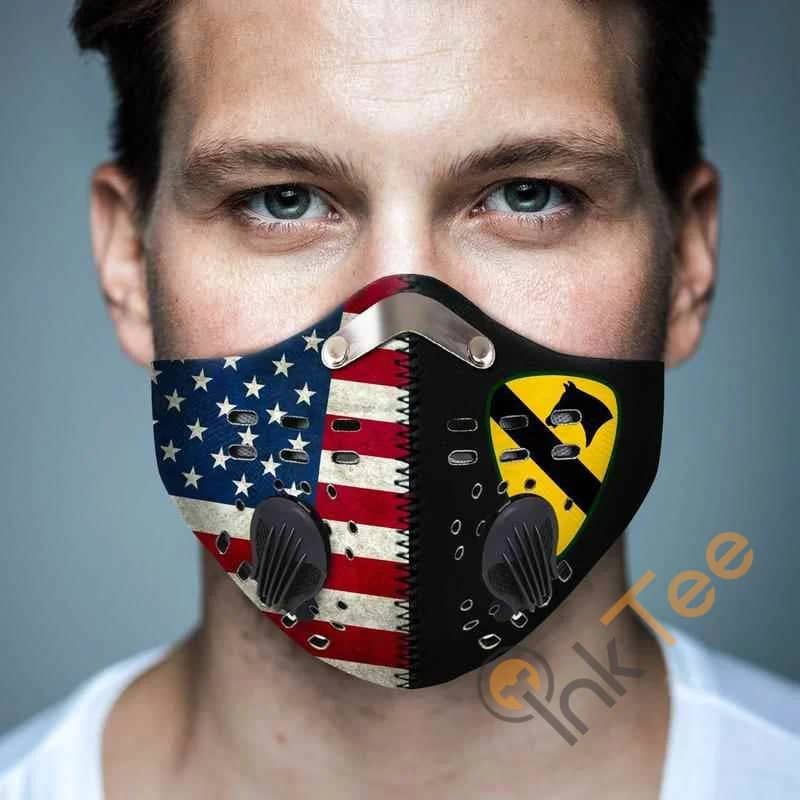 Inktee Store - 1St Cavalry Division Filter Activated Carbon Pm 2.5 Fm Face Mask Image