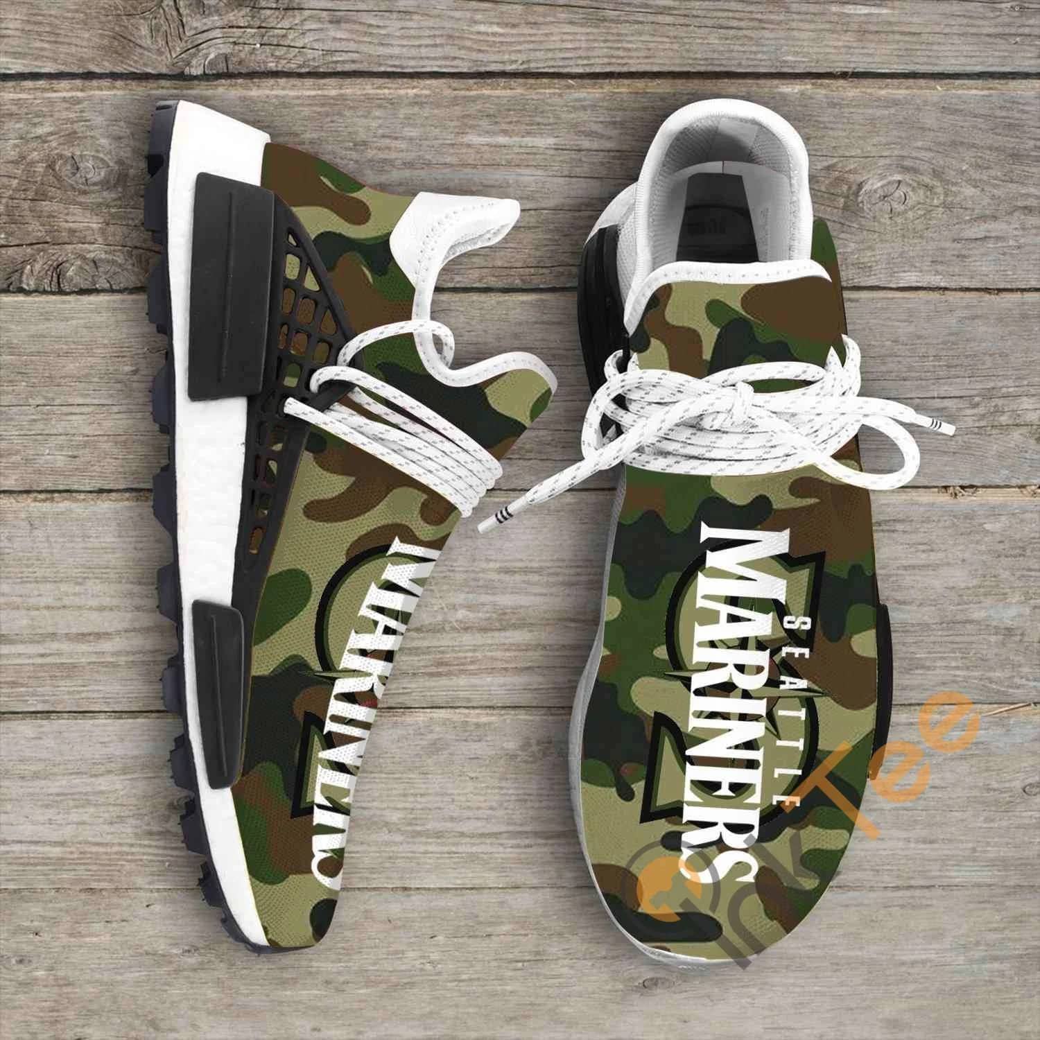 Camo Camouflage Seattle Mariners Mlb Sport Teams NMD Human Shoes