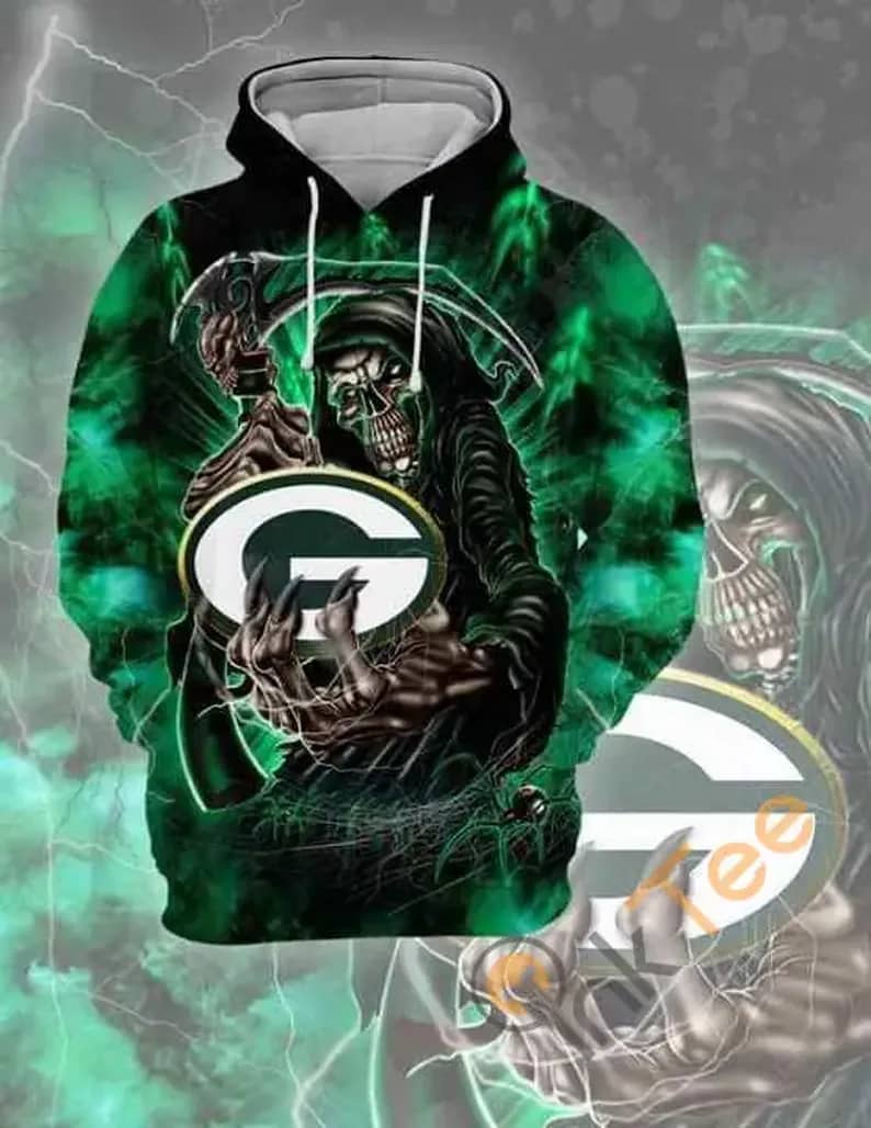 Green Bay Packers Skull Pullover 3D Hoodie - Inktee Store