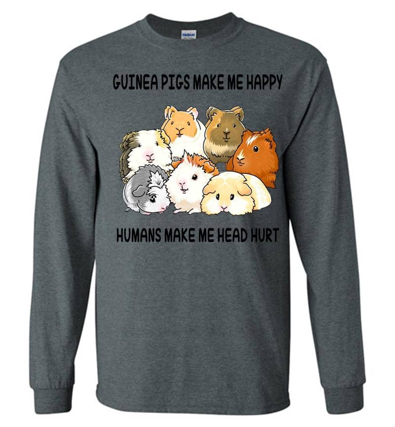Inktee Store - Guinea Pigs Make Me Happy Long Sleeve T-Shirt Image