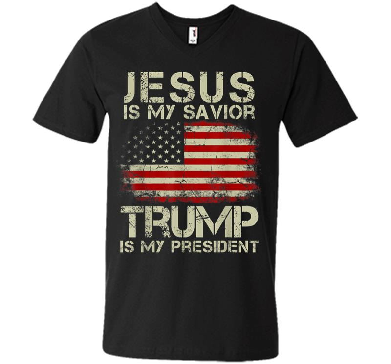 Jesus Is My Savior Trump Is My President V-Neck T-Shirt