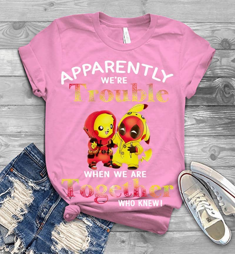 Inktee Store - Pikachu And Deadpool Apparently We'Re Who Knew Men T-Shirt Image