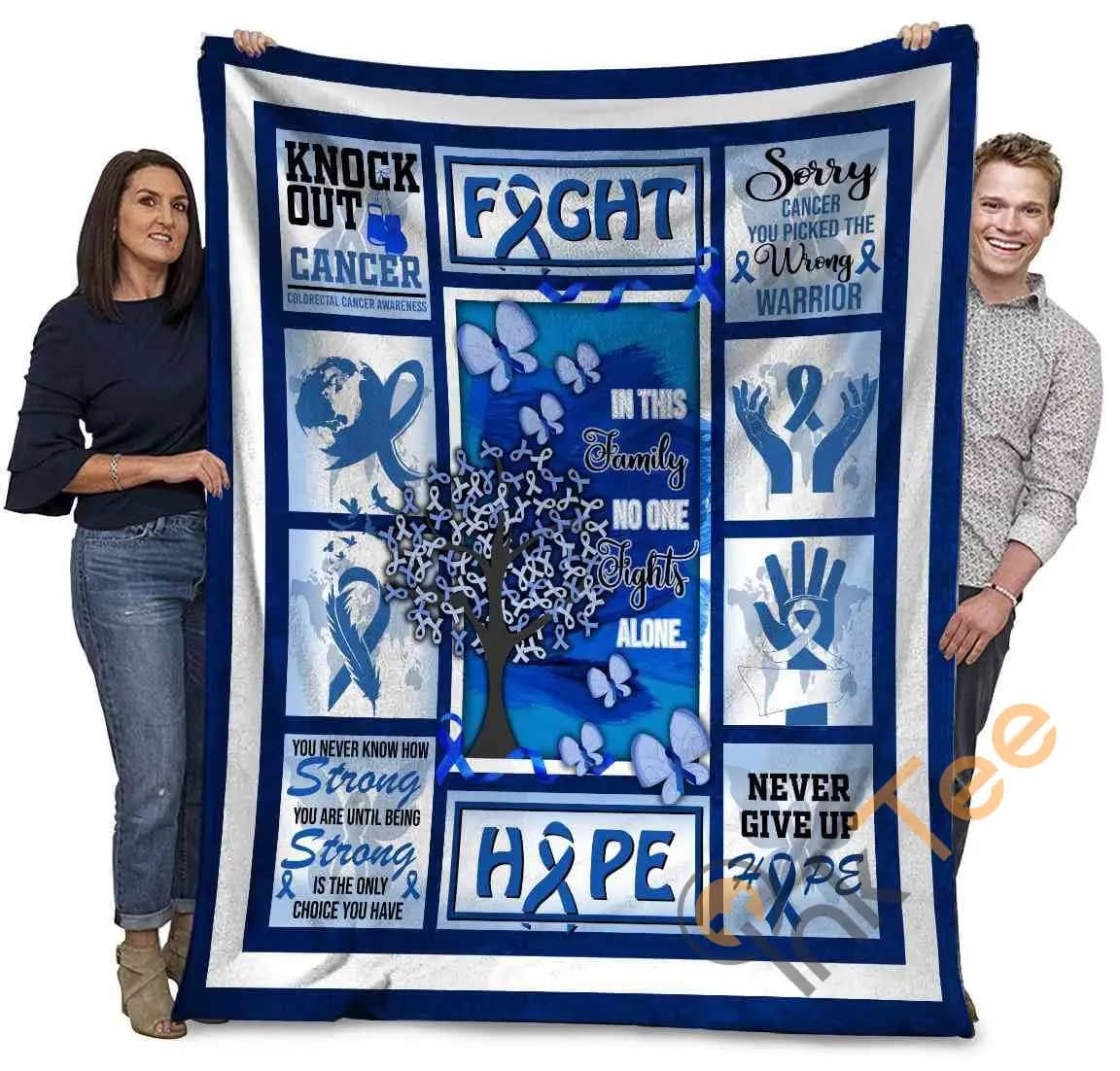 Colorectal Cancer Awareness In This Family No One Fights Alone Ultra Soft Cozy Plush Fleece Blanket