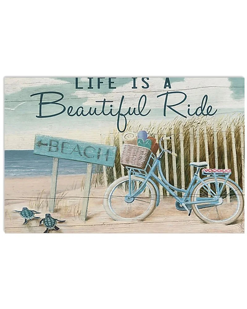 Cycling And Turtle Life Is A Beautiful Ride Unframed / Wrapped Canvas Wall Decor Poster