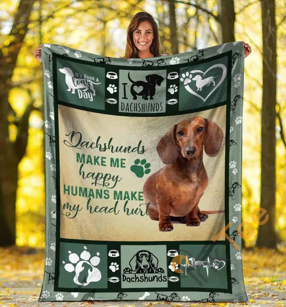 Dachshunds Make Me Happy Dachshund Doxie Weiner Dog Ultra Soft Cozy Plush Fleece Blanket