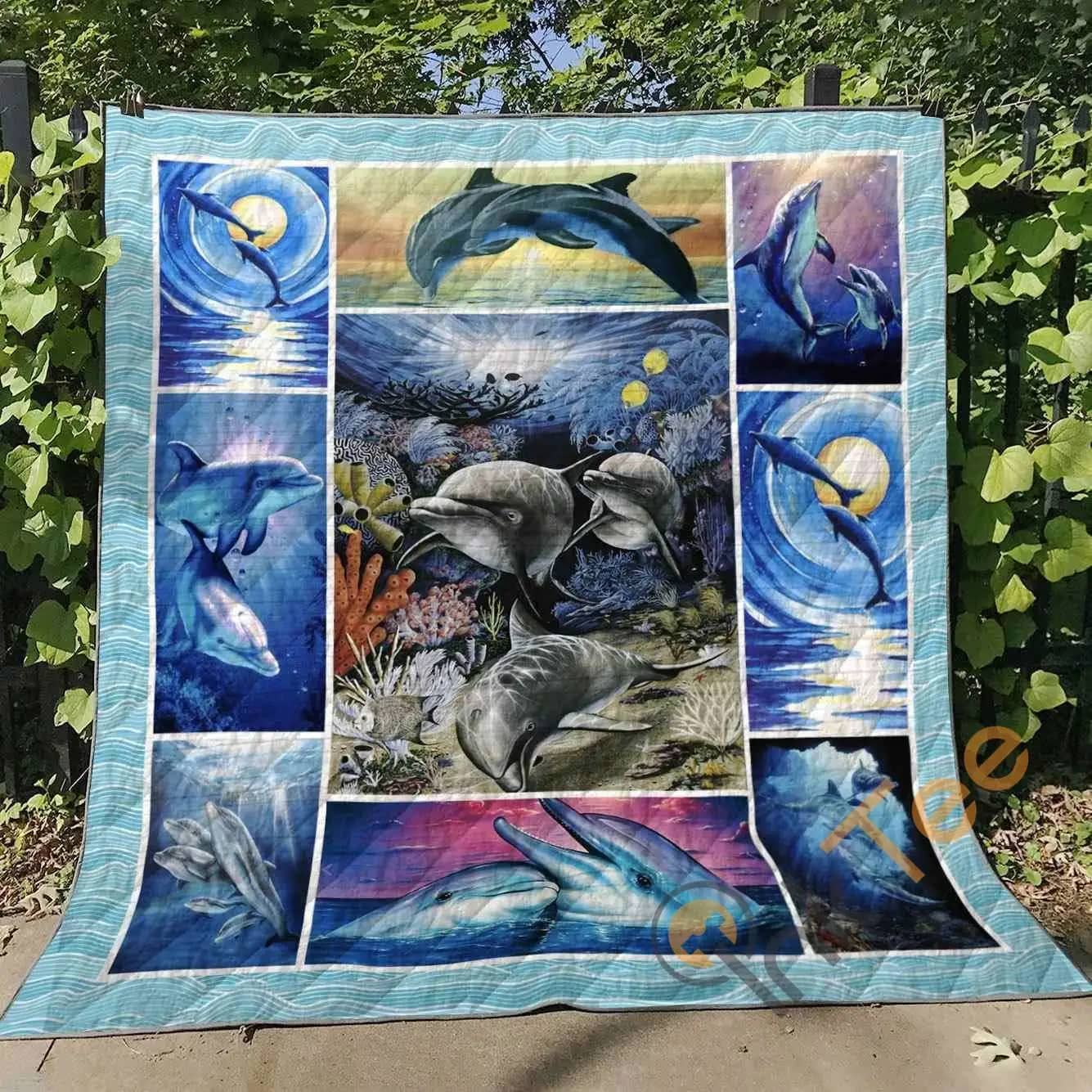 Inktee Store - Dolphin V1 Blanket Th0107 Quilt Image