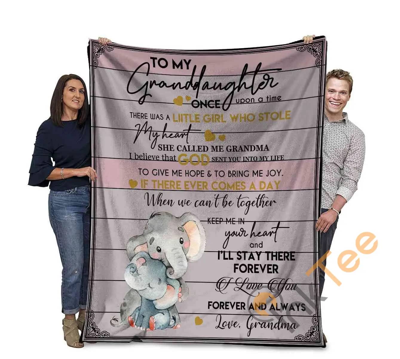 Elephant To My Granddaughter Once Upon A Time There Was A Little Girl Who Stole My Heart Ultra Soft Cozy Plush Fleece Blanket