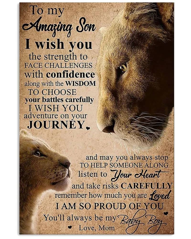 Inktee Store - Family Lion Mom To My Son I Wish You The Strength Unframed / Wrapped Canvas Wall Decor Poster Image